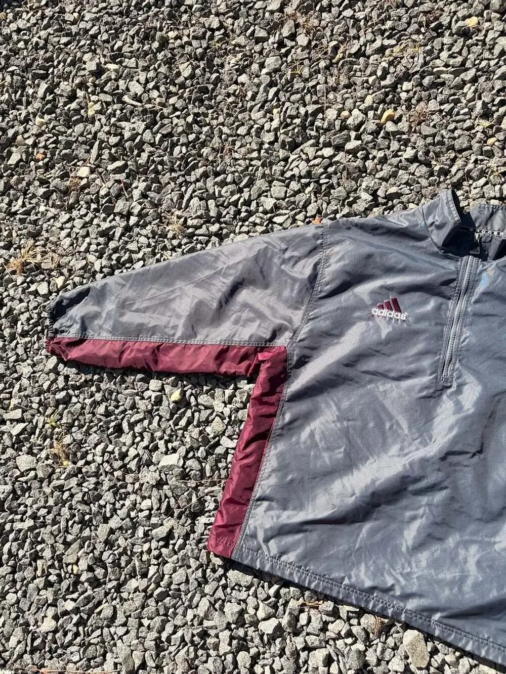 Adidas Soccer Windbreaker Jacket Size M Grey Maroon 90s Quarter Zip